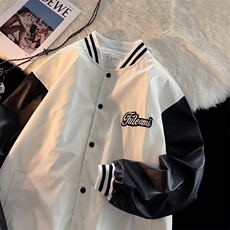 春季潮牌PU皮棒球服外套男港风ins潮流宽松休闲夹克W6921-P53，男装夹克，星座512-2