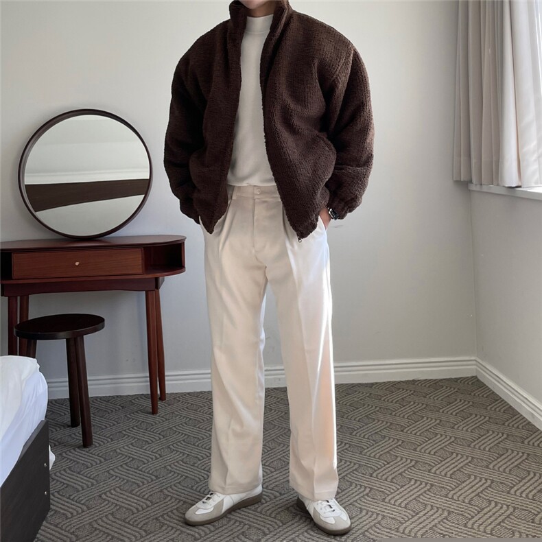翻领灯芯绒宽松棉服男士秋季新款重工加厚高克重毛绒短款夹克外套,男装夹克,星座710