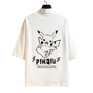 HF59078-P40风汉服男开衫外套七分袖道袍 砖墙挂拍图片
