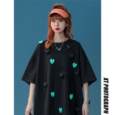 1中性风大码M-5XL情侣潮网红小爱心圆领短袖T恤男DT7742P55控78，男装T恤，星座226-2