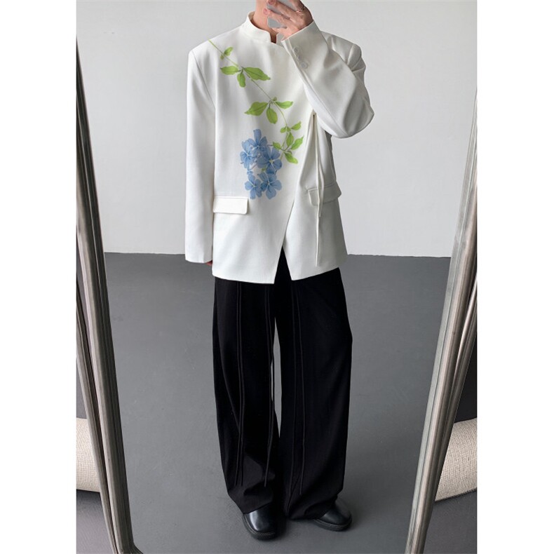 25秋冬男士新中式设计感牵牛花斜门襟绑带西服外套XZ189-P135,男装西服,电商B288