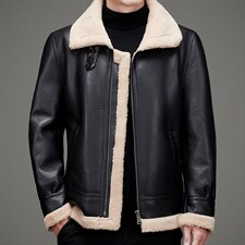 MJ-887冬季海宁男式羊毛皮草男翻领仿皮毛一体修身颗粒绒夹克P306，男装夹克，电商B360