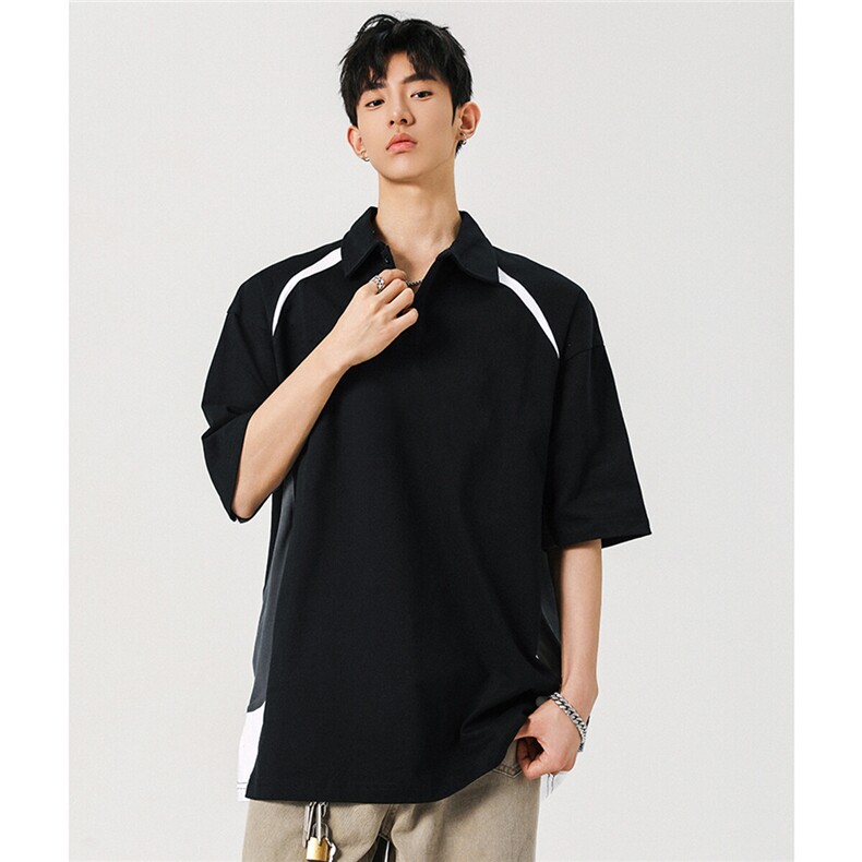 1300克学院风拼色M-5XL大码100%棉短袖POLO衫DX78039特P39控65，男装Polo衫，星座226-2