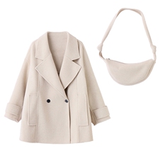 2025冬装新款简约时尚休闲手工缝制羊绒大衣，女装毛呢外套，魅丽静蓝