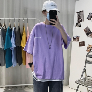 XZ115A-T06 200克纯棉男女字母印花大码S-5XL 10色T恤衫圆领半袖图片