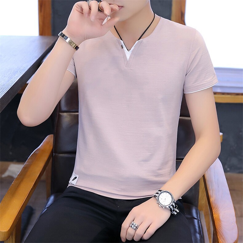 款5020夏季白色短袖t恤男士v领潮流夏装半袖体恤男装休闲,男装T恤,电商D310（原电商305）