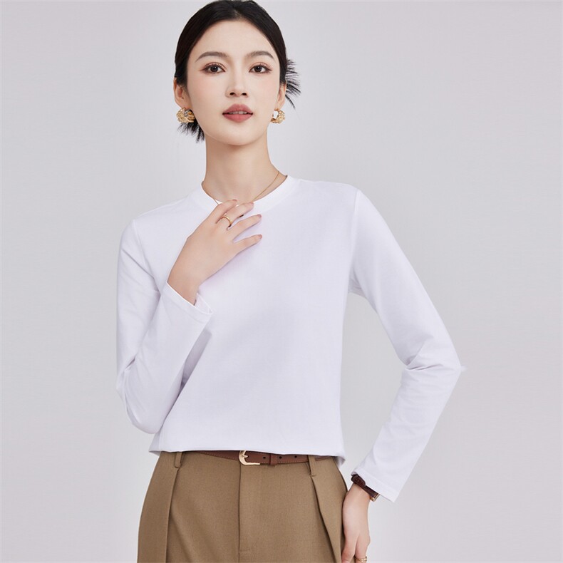 2025年秋季新款精爽女士棉短袖时尚休闲通勤百搭，女装T恤，硕诚羊绒