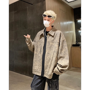 潮牌美式铆钉夹克秋款仿麂皮工装美拉德夹克外套504-W29-P75图片