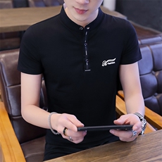 款8008夏季青年立领丅恤男短袖t恤纯棉韩版修身半袖polo衫，男装T恤，电商D310（原电商305）