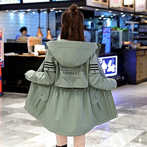 加绒加棉韩版中长时尚减龄气质连帽棉衣女2021年新款休闲宽松棉袄图片