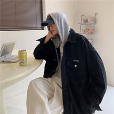 美式复古高街牛仔外套男春秋季ins潮牌hiphop宽松夹克衫8863-p70，男装工装外套，星座1008-2