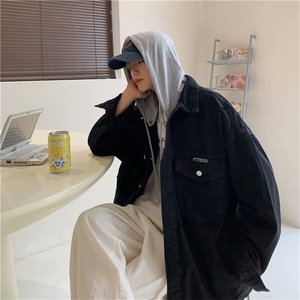 美式复古高街牛仔外套男春秋季ins潮牌hiphop宽松夹克衫8863-p70图片