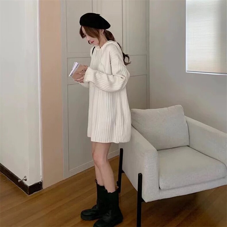 秋冬新款纯色针织长款套头上衣时尚百搭,针织衫/毛衣,泰沅羊绒