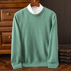 100%纯棉线针织毛衣秋冬季圆领套头疙瘩针全棉线上衣男内搭打底衫，男装羊毛衫，梵泰羊绒
