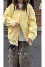 秋季新款双头拉链夹克C6060-TP5588翻领撞色休闲工装外套女，男装夹克，电商A102