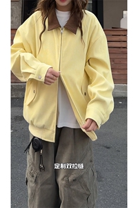秋季新款双头拉链夹克 C6060-TP5588 翻领撞色休闲工装外套女图片