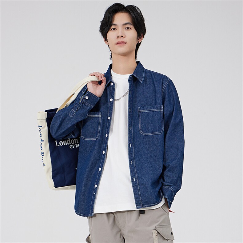 R-DM633002男式2024年秋季新款长袖夹克翻领休闲短款牛仔服外套,男装夹克,电商B360