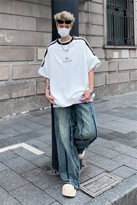 小众拉链设计感重磅美式街头宽松短袖T恤男女情高街嘻哈半袖图片