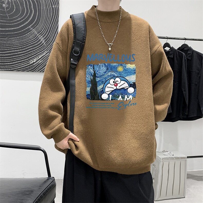 半高领毛衣男大码胖子针织衫毛线衣 M18391-P45 加绒款-P65图片