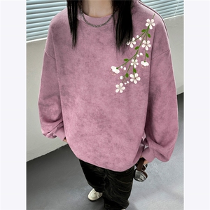 主推 扎染做旧水洗圆领套头卫衣男女宽松情侣款秋季外套 P68图片