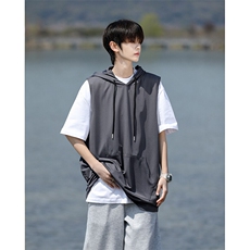 M-8XL特大码冰丝速干连帽背心男篮球运动无袖健身服坎肩TDX315P35，男装T恤，电商D206-1