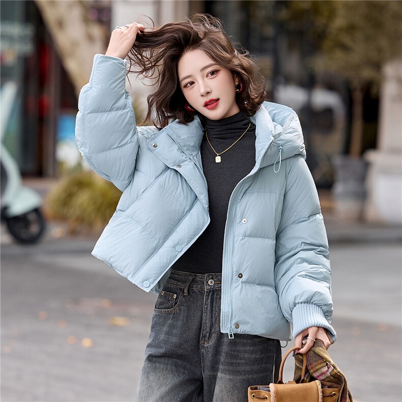 小个子90绒羽绒服短外套女2025冬季韩系休闲宽松显瘦白鸭绒面包服,女装羽绒服,辉之琳