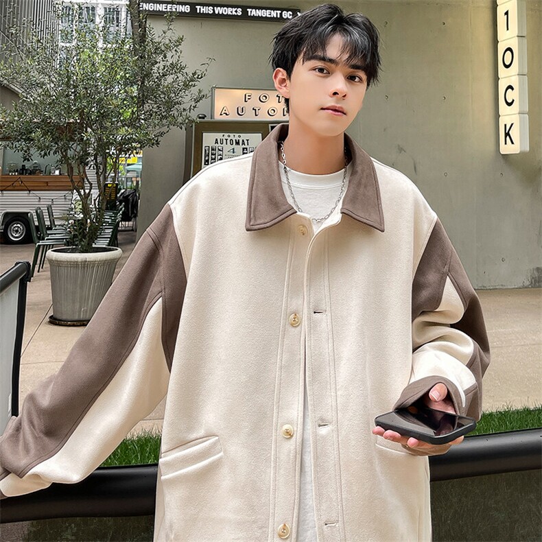 特P62无差价秋新麂皮绒质感潮牌美式上衣男百搭翻领夹克外套J605,男装夹克,电商A001-1