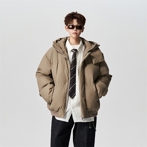 有长图冬季防风PU皮羽绒棉服男宽松连帽棉衣棉袄外套MF00760/P100图片