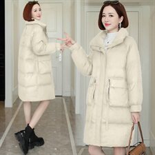 2020冬装新款简约时尚中长款羽绒服保暖外套纯色，女装羽绒服，依万里