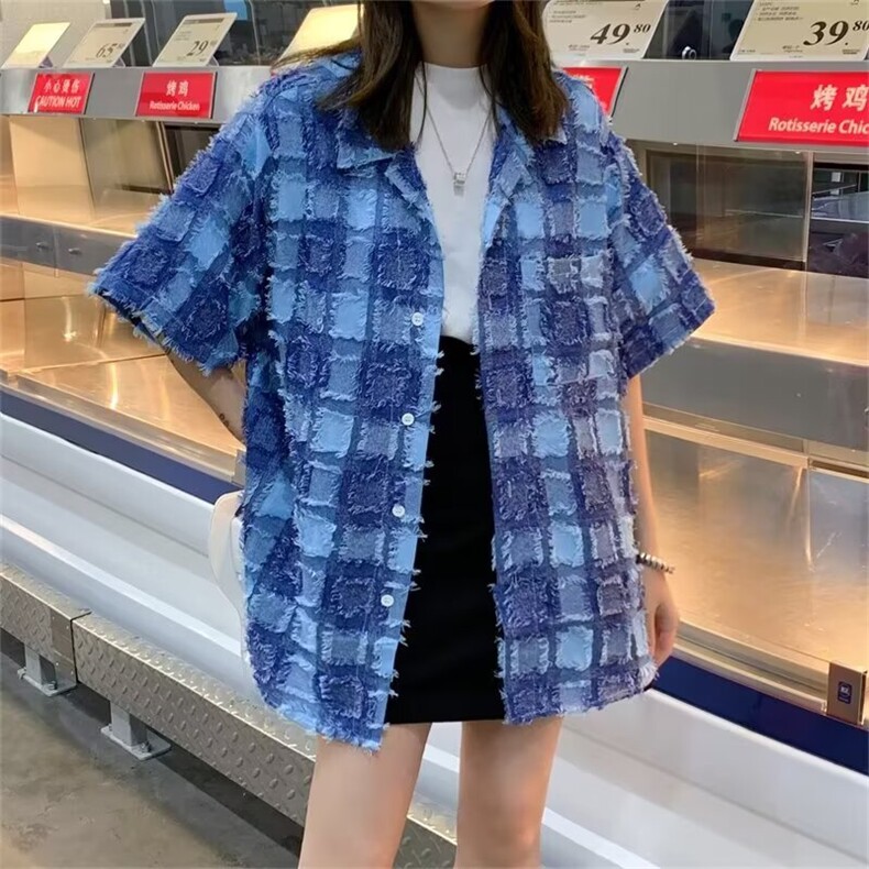 C93-P38大码男女款短袖衬衫2025夏季新款韩版宽松百搭外穿防晒衣,男装防晒衣,电商B323A