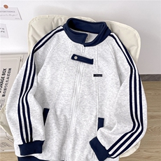 加绒加厚运动夹克男三条杠开衫卫衣棒球服外套JK004-P45加绒P50，男装夹克，星座308B-2