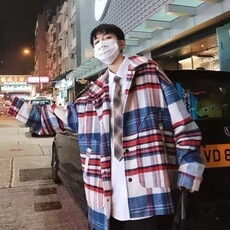 设计小众拼接加厚格子毛呢外套男士韩版高级感毛呢棉袄夹克ins，男装夹克，星座218-1（原230）