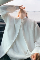 ！2025春季新款男士纯色长袖衬衣简约白衬衫CS06特P35，男装衬衫，电商B220