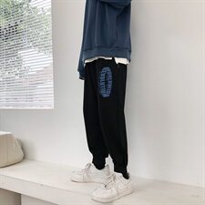 港风休闲裤男宽松印花百搭潮流束脚裤运动卫裤NK02-P50，男装休闲裤，星座1501