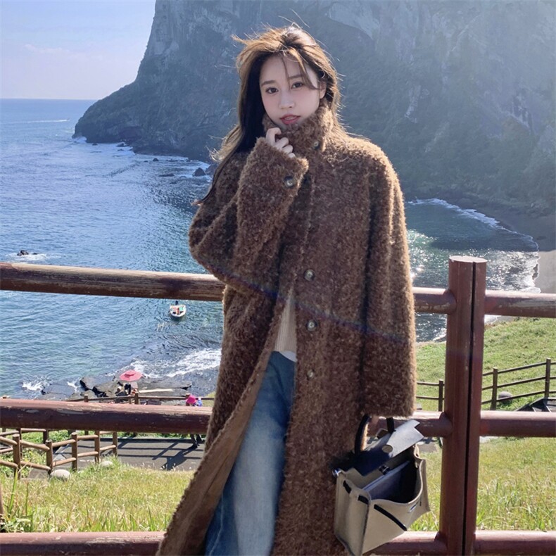 现货好数据25年冬装咖色皮毛一体长款咖啡色女182A-8529P215K298，女装皮草，浙宝182A