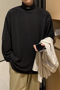 春秋季新款日系简约内搭纯色百搭港风休闲打底衫上衣  T743-P28图片