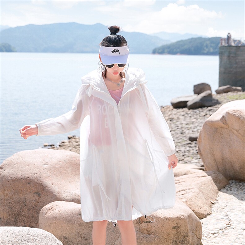 时尚防晒衣女中长款2025夏季新款百搭防晒服长袖薄款外套,女装防晒衣,可可小西