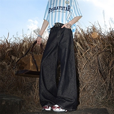 8XL-M原牛！深蓝美式阔腿牛仔裤垂感慵懒休闲拖地直通裤K9139P68，男装休闲裤，电商D206-1