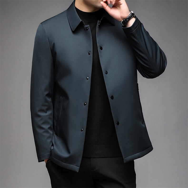2023冬季新款翻领免烫羽绒服中年男士休闲厚款保暖白鸭绒外套男装,男装羽绒服,电商B212（原钱塘6029）
