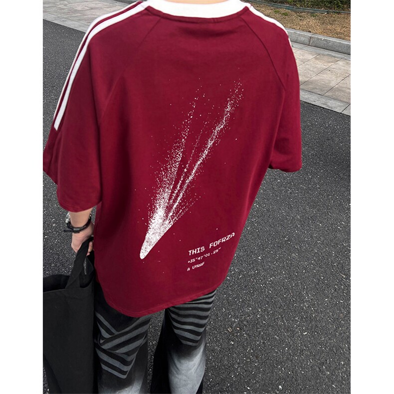可48小时发货支持抖音得物来样二开重磅美式高街纯棉织带短袖T恤,男装T恤,电商A486-1