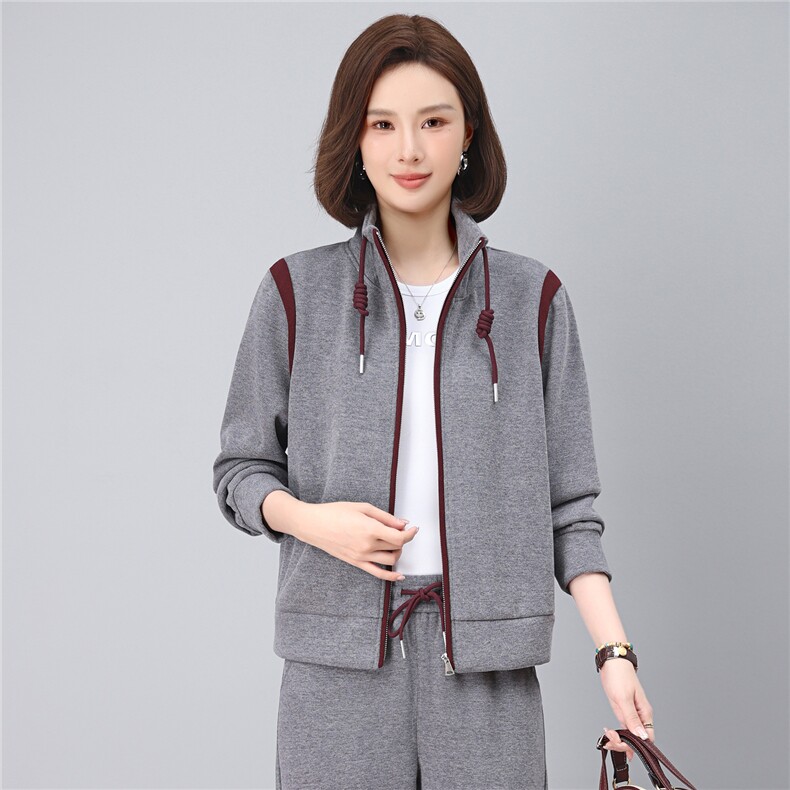 连帽卫衣外套早秋新款2025宽松洋气大码运动减龄中年妈妈韩版上衣，女装短外套，涵誉