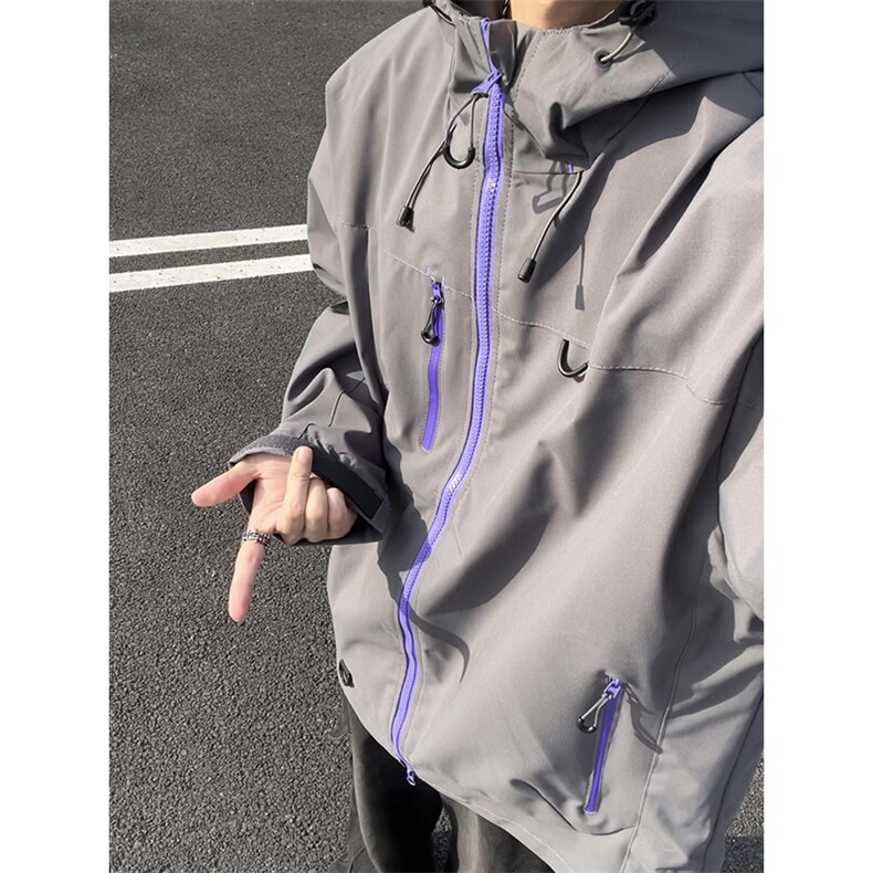 秋季新款连帽冲锋衣外套男宽松休闲百搭夹克上衣F7870-特价P45,男装夹克,电商A007
