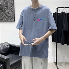 T2227P25港风室内复古印花夏款圆领短袖潮情侣宽松夏季半袖T恤，男装T恤，星座510A-1