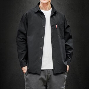 2021秋季新日系马切达大码男卡通印花宽松长袖衬衫C3204-P35图片