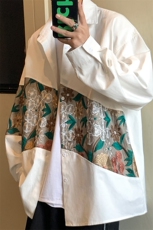 港风长袖衬衣男情侣大码M-5XL中性风刺绣潮长袖衬衫男CS9743P50，男装衬衫，星座227-7