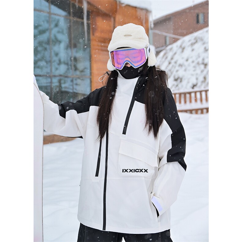 冬季单板双板防水防风防寒加棉加厚中性连帽滑雪服男女HF57-P175图片