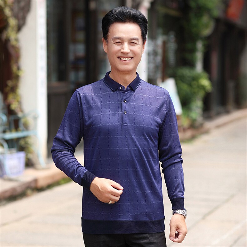 长袖T恤男士卫衣春秋季2023新款纯色翻领打底衫上衣服中老年男装,男装卫衣,电商B212（原钱塘6029）