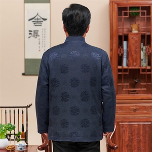 常货中老年风唐装加绒外套男送爸爸生日礼物外套风爷爷装图片