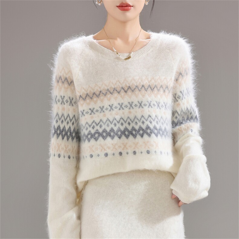 2025年秋季费尔岛短款时尚百搭通勤休闲，女装羊毛衫，暮绒羊羊绒