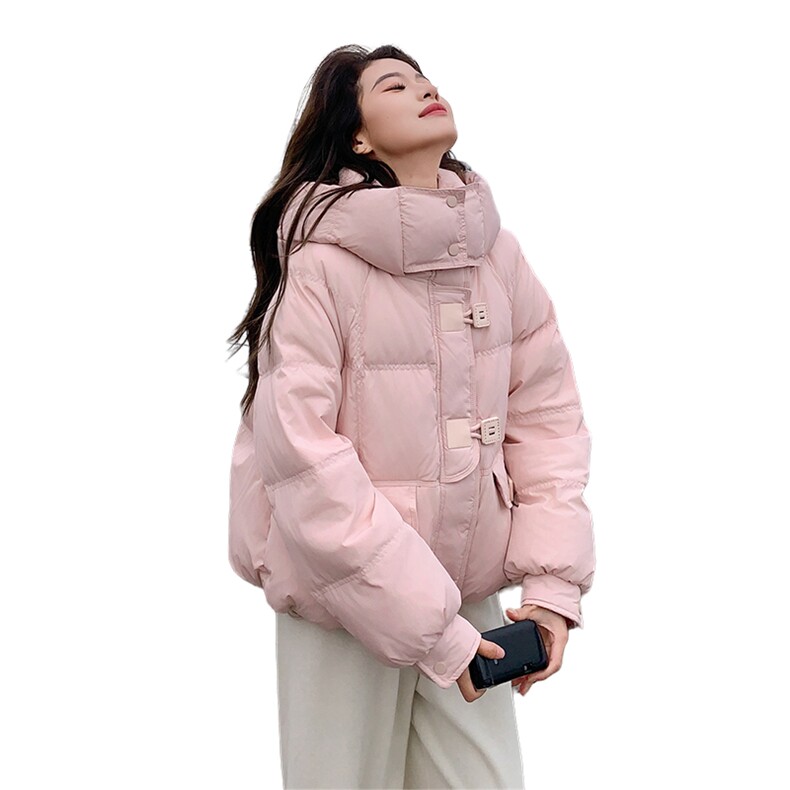 粉色小个子超好看时尚短款羽绒服女2025冬甜美学院风温柔面包服厚,女装羽绒服,2C113